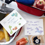 Autocollants licornes de Pico Tatoo sur carte de bon appétit avec boite à lunch