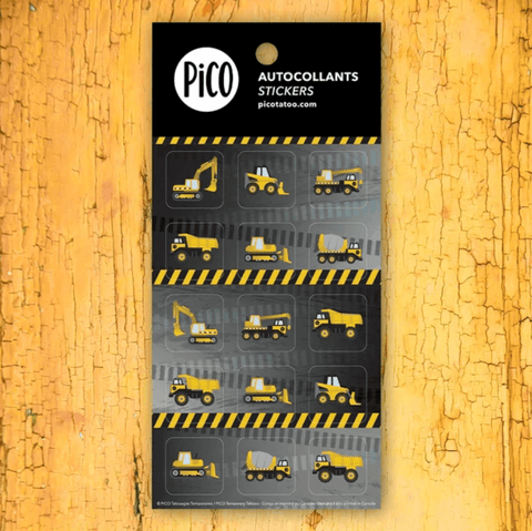 Autocollants camions construction jaune et noir de Pico Tatoo
