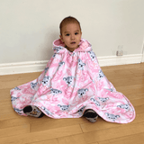 Poncho minky pour enfant rose avec koala